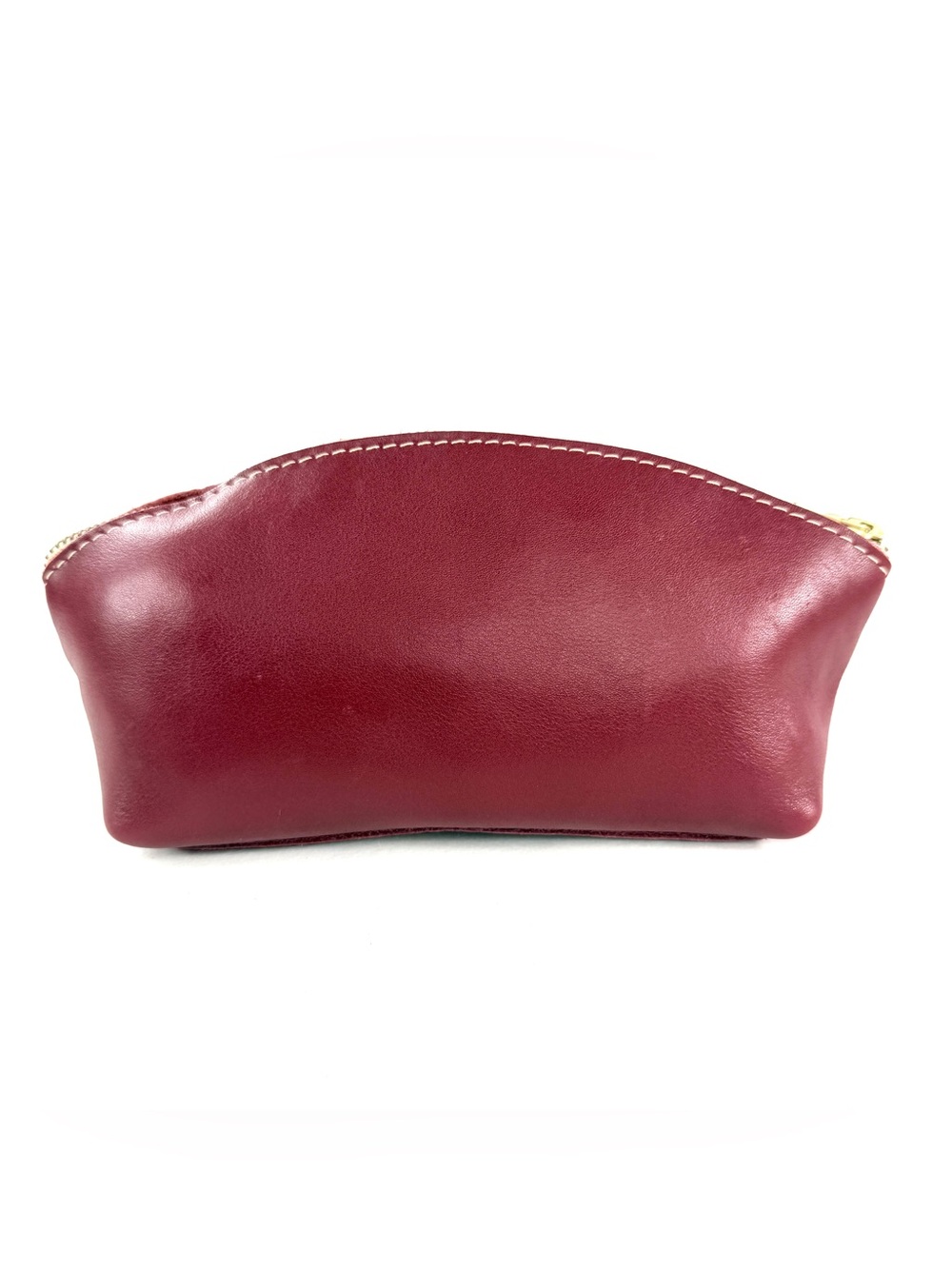 Portland Leather Goods Eclipse Red Leather Pouch Toiletry Makeup Bag Brass - Picture 2 of 8